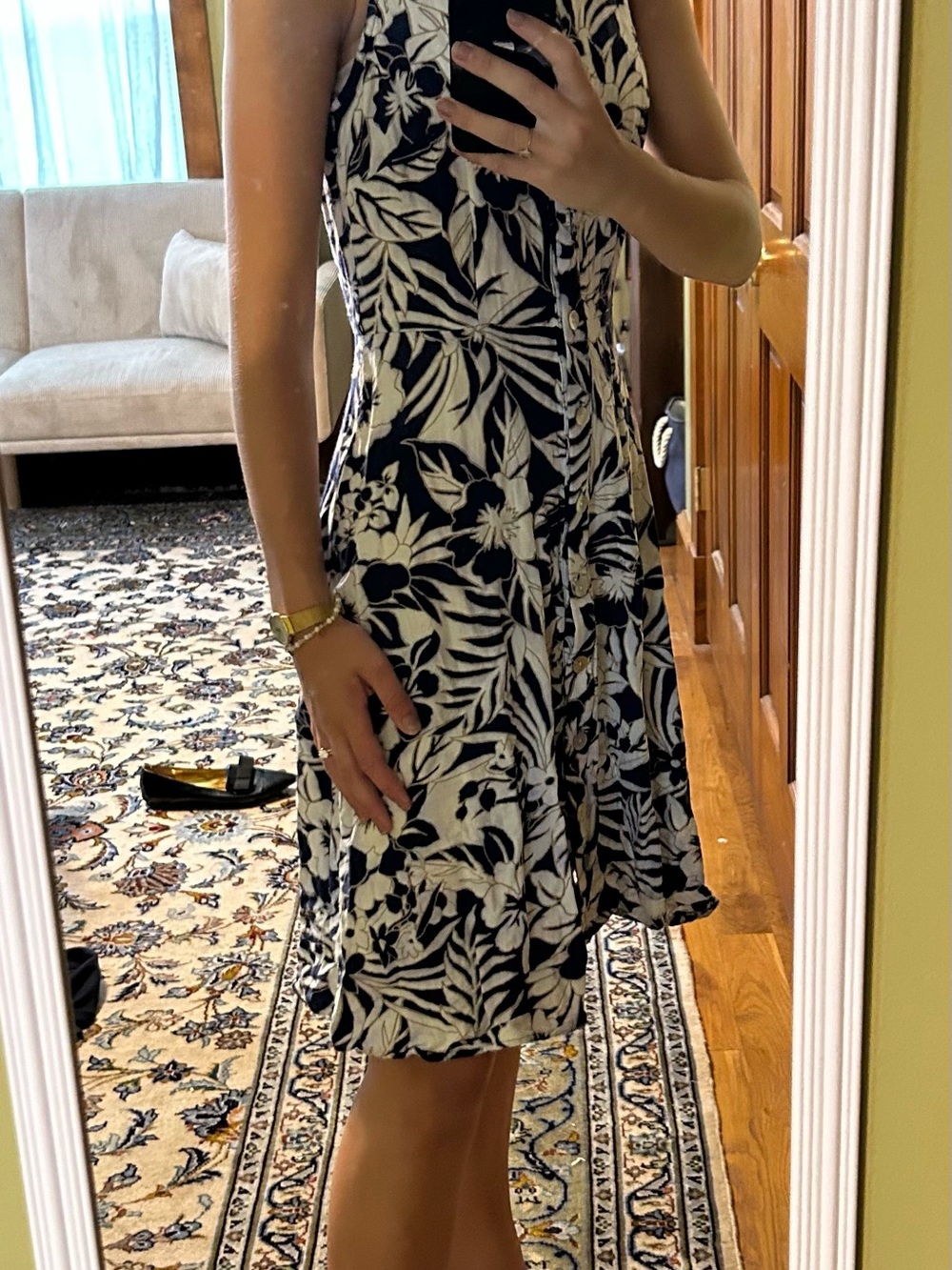 Leslie Fay Black and White Floral Halter Sundress